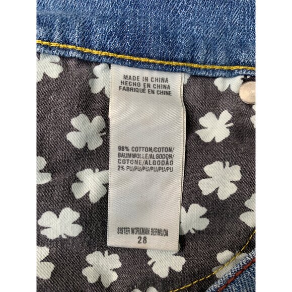 Lucky Legend LR Sister Workman Bermuda Shorts Size 6/28 Denim Embroider RDD10677 - Picture 4 of 11